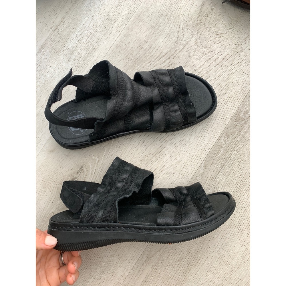 Loints of Holland Black Leather Textured Slingback Sandals Platform EU 38